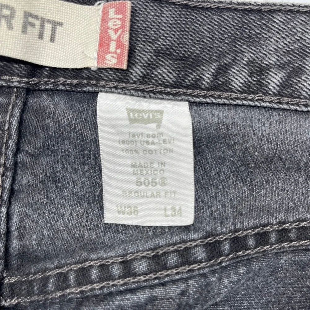 Levis 505 Regular‎ Fit Jeans Black 36x34 Vintage Faded Straight Leg Denim